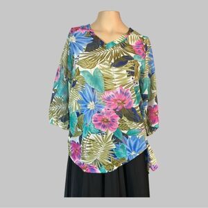 Vintage Ship 'n Shore Floral Tropical Tunic Blouse – Size 12